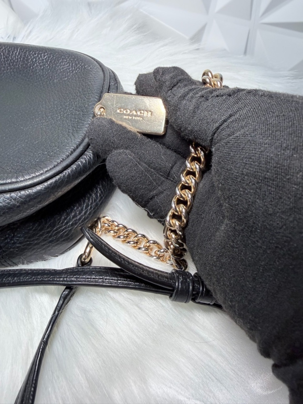 Coach Black Pebbled Leather Crossbody with Gold Hardware - Picture 9 of 12